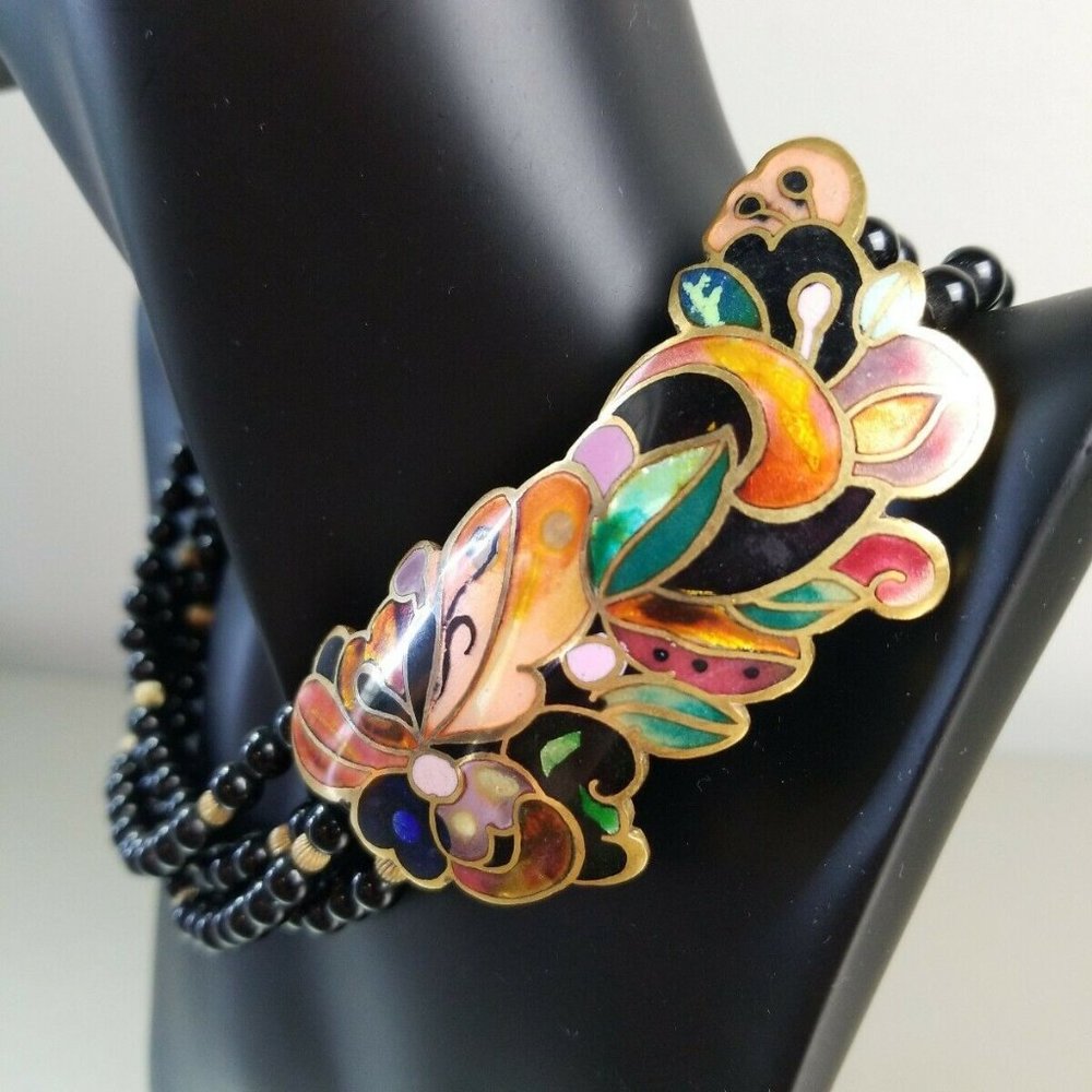 David Kuo Signed Champleve Cloisonné Necklace